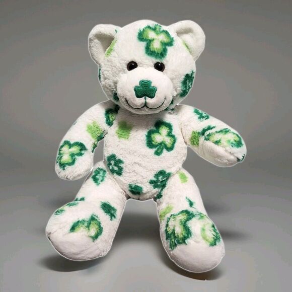 Build A Bear St Patrick’s Day Shamrock Clover Green White Teddy Bear Plush - Picture 1 of 13